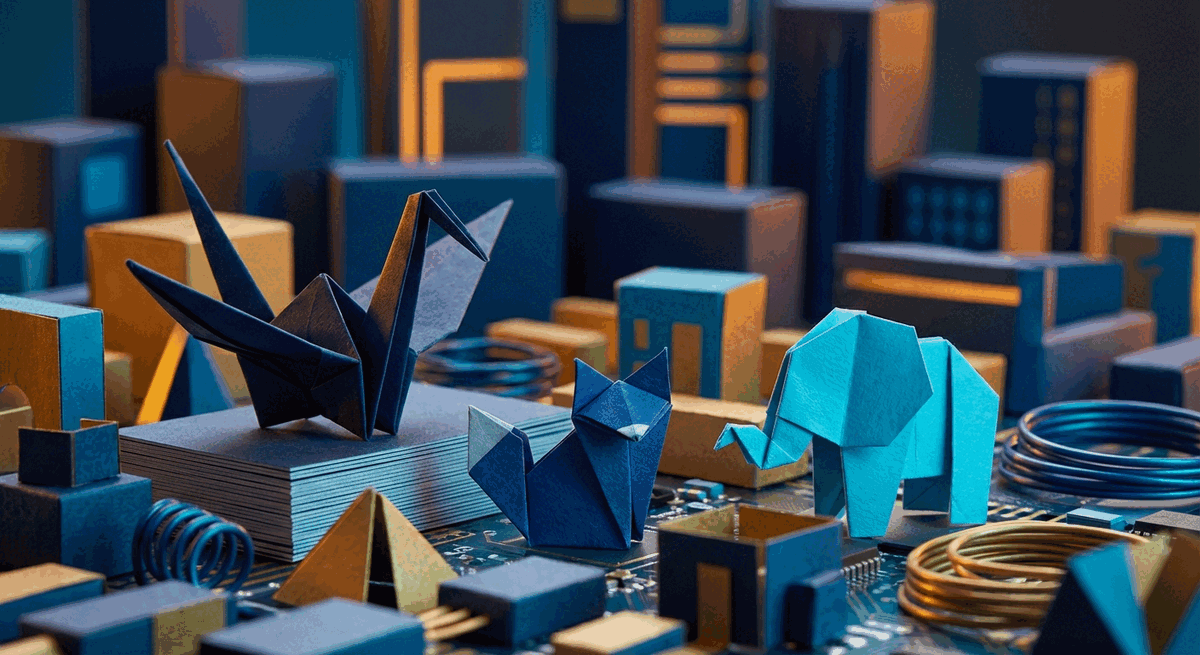 Origami-style Bratislava startup city illustration