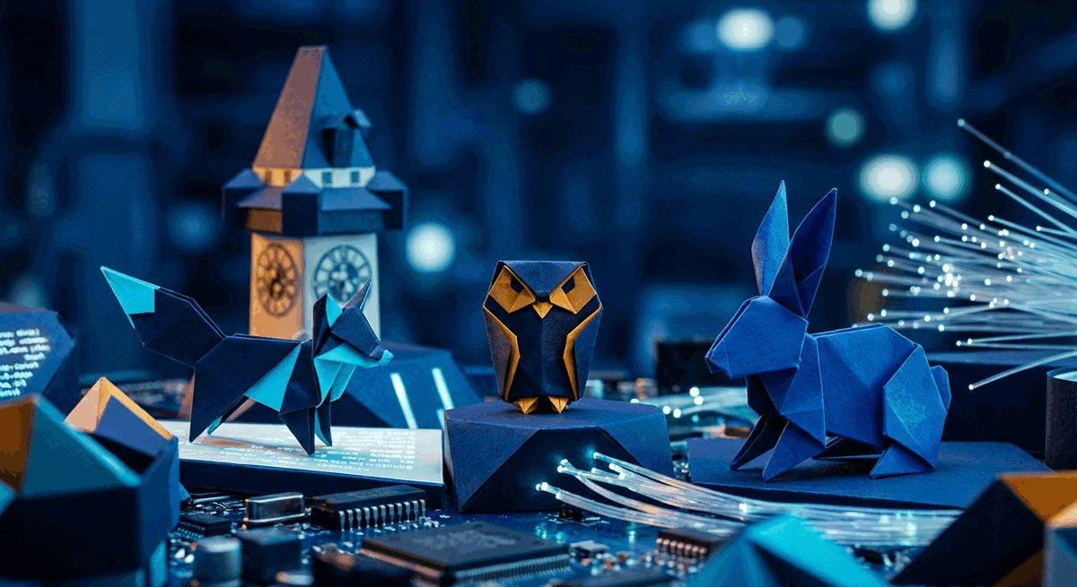 Origami-style Graz startup city illustration