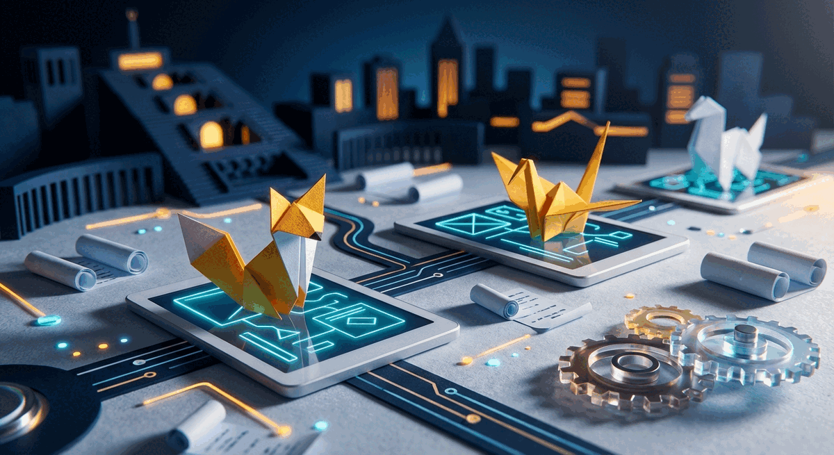 Origami-style startup illustration for LiveBoard in Yerevan