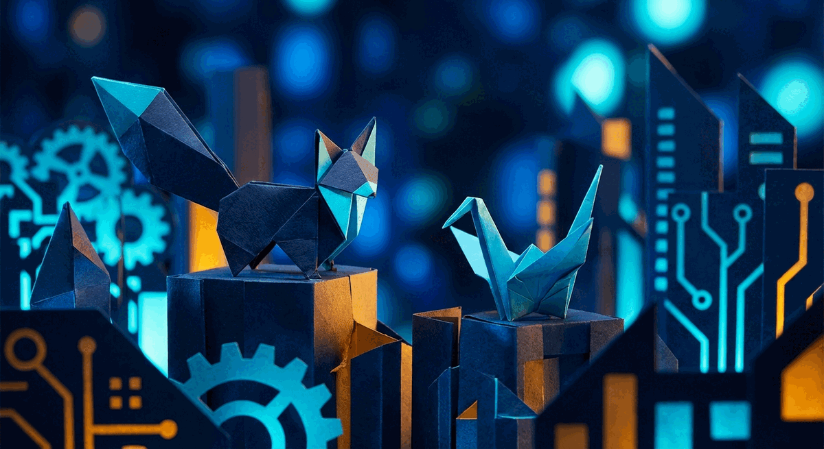 Origami-style Stockholm startup city illustration